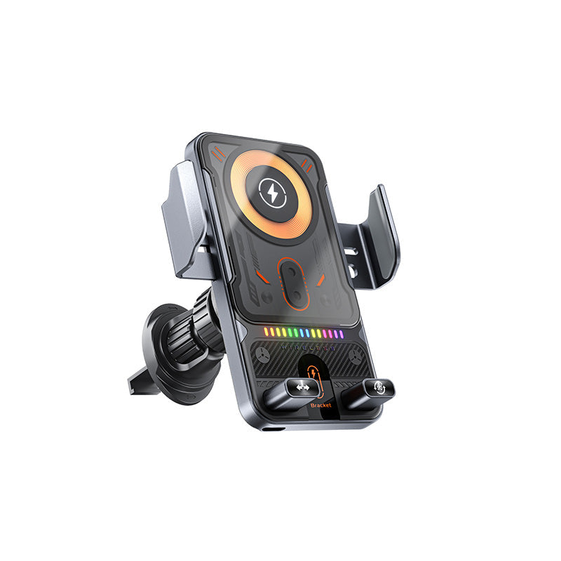 ✨Support de téléphone de voiture intelligent 2 en 1 avec fonction pivotante et chargeur sans fil