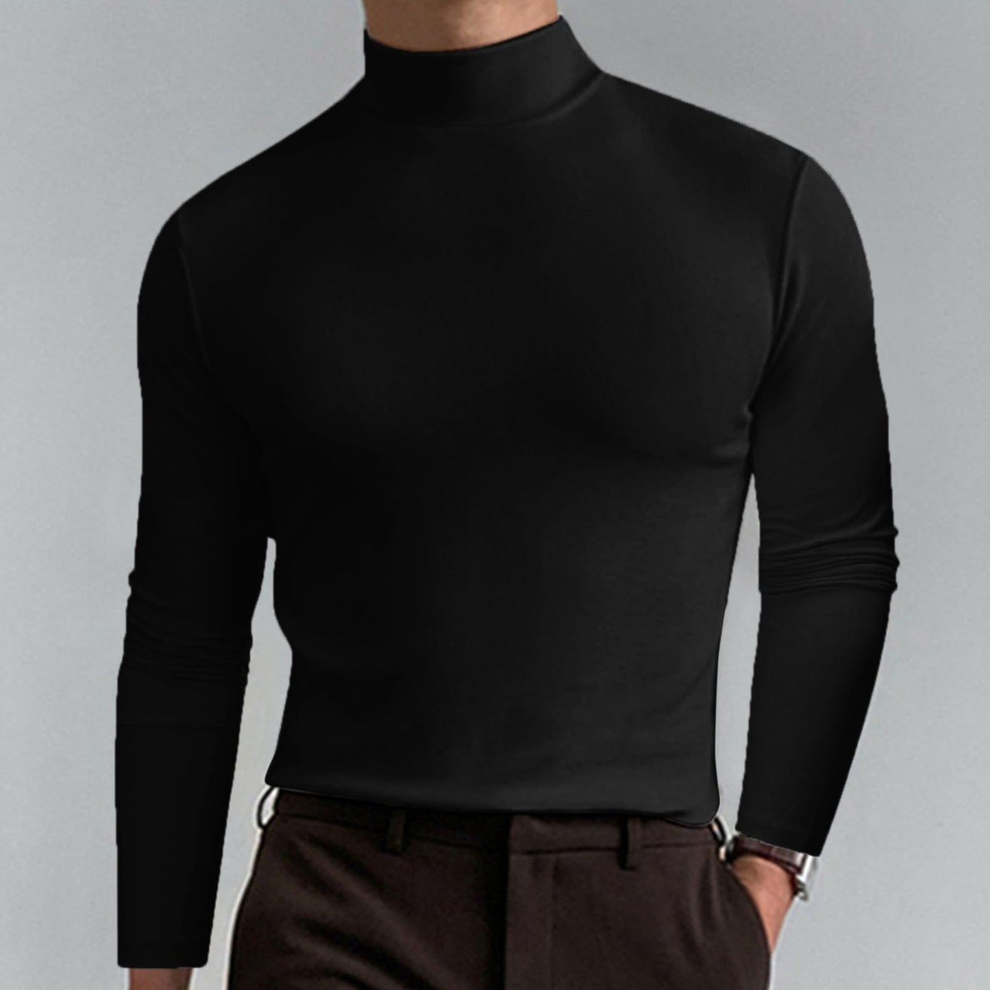 T-shirt à manches longues et col montant pour hommes