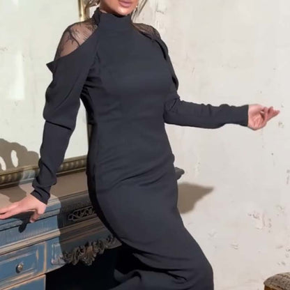 👗 Robe élégante à col montant pour femme
