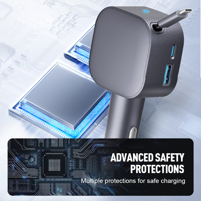 Chargeur de Voiture Compact à Câble Rétractable📢📢3 dernières heures : Grande vente⏰⏰