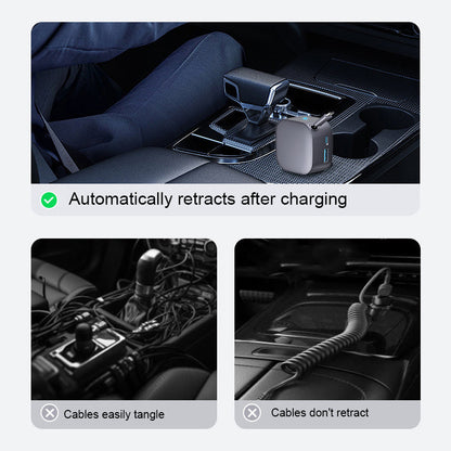 Chargeur de Voiture Compact à Câble Rétractable📢📢3 dernières heures : Grande vente⏰⏰