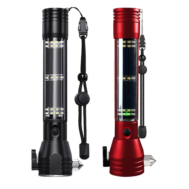 Lampe de poche tactique multifonction à énergie solaire 10 en 1