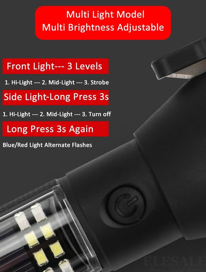 Lampe de poche tactique multifonction à énergie solaire 10 en 1