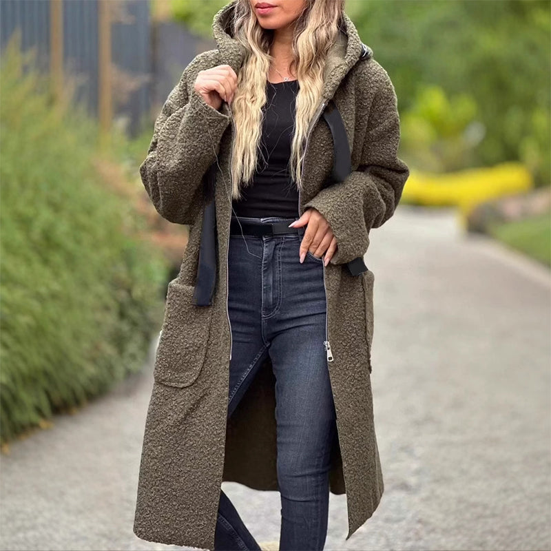 🎅❄️Manteau à Capuche Zippé Tendance avec Poches pour Femme