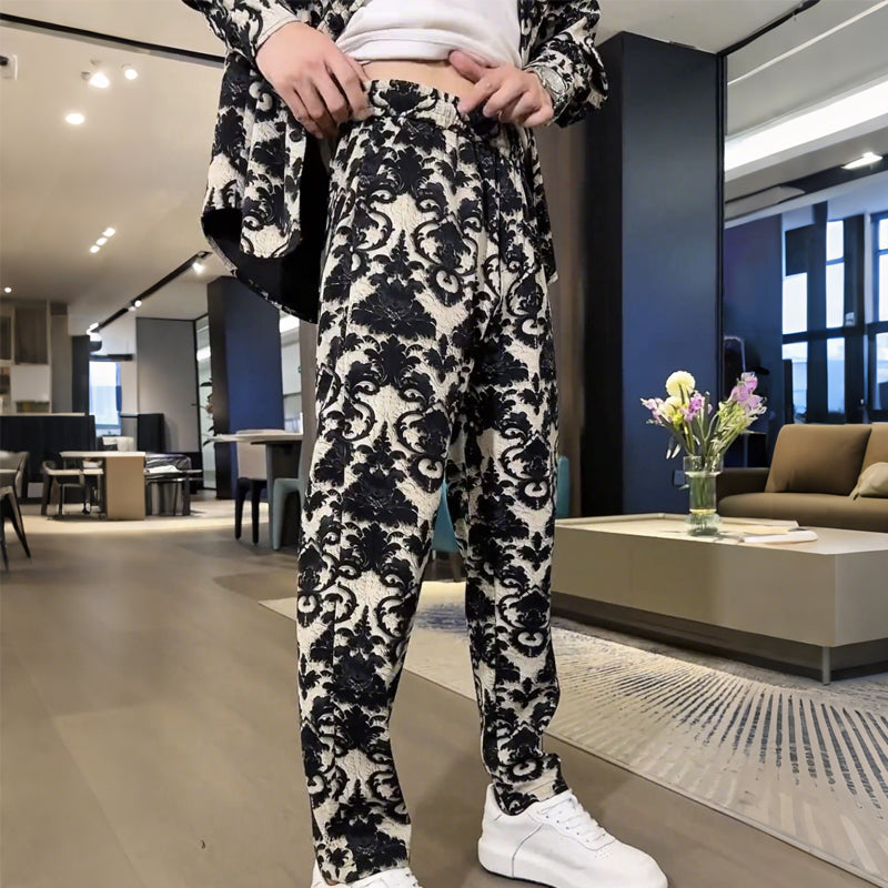Ensemble veste et pantalon à imprimé floral pour homme