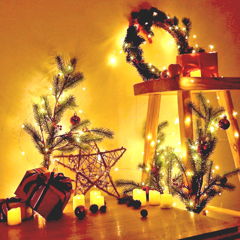 Guirlande Lumineuse en Forme de Liane à Énergie Solaire et à Piles