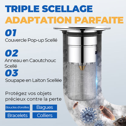 🚰 ACHETEZ 1 - RECEVEZ 1 GRATUIT ! ✨ Filtre de Vidange d'Évier Universel - Retient les Déchets sans Bloquer l'Eau, Installation Facile et Nettoyage Rapide 🛠️📦