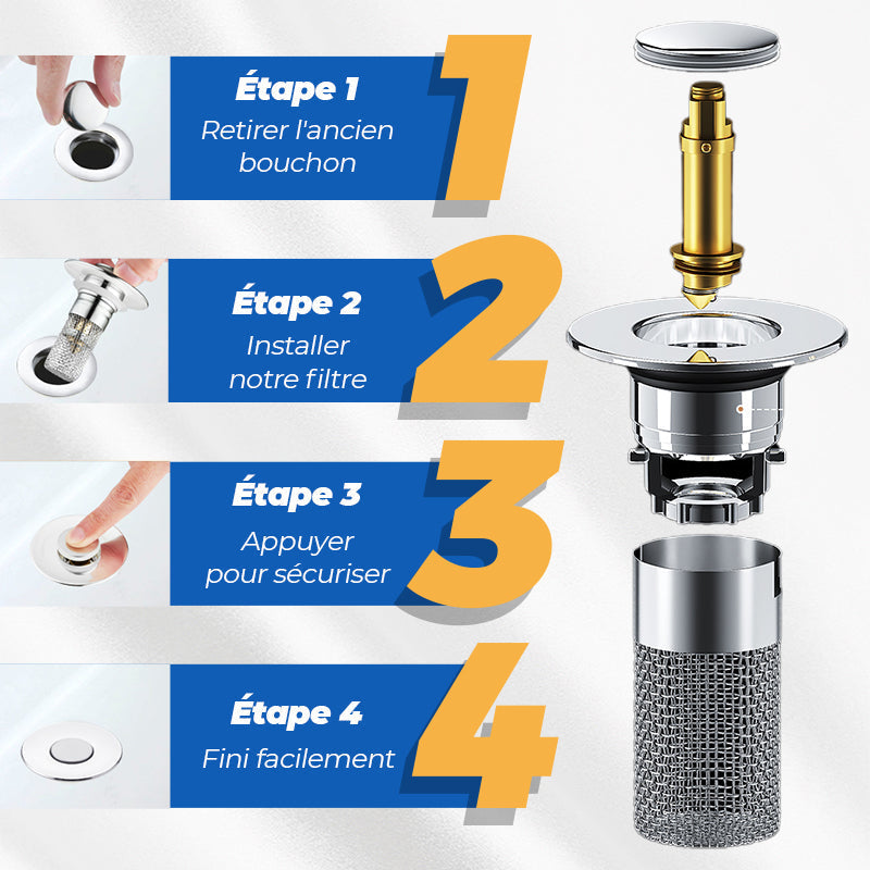 🚰 ACHETEZ 1 - RECEVEZ 1 GRATUIT ! ✨ Filtre de Vidange d'Évier Universel - Retient les Déchets sans Bloquer l'Eau, Installation Facile et Nettoyage Rapide 🛠️📦