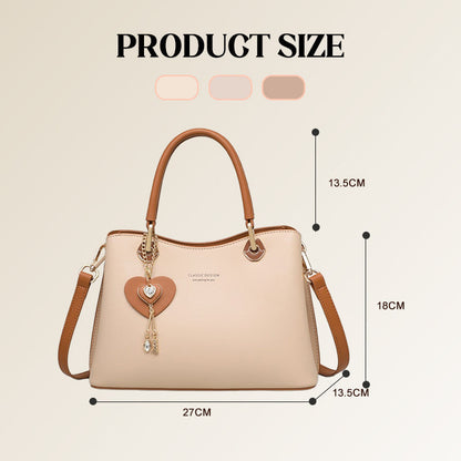 Élégant sac fourre-tout pour femme avec breloque en forme de cœur brillant