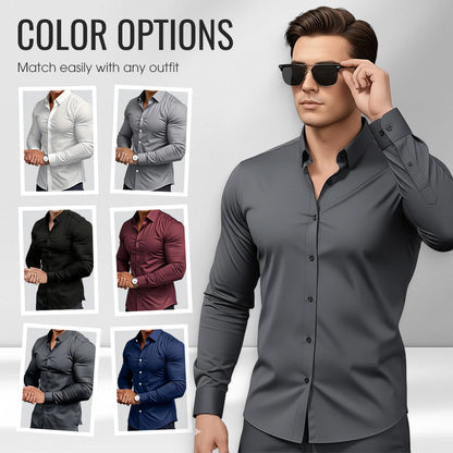 👔 DERNIER JOUR 50% DE RÉDUCTION ! ✨ Chemise Classique Homme à Col Revers - Coton Respirant avec Coupe Adjustée dans 6 Couleurs Élégantes 🌟🎨