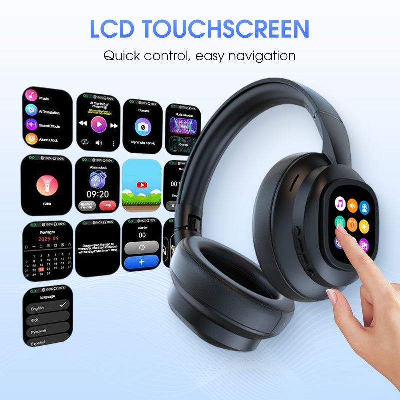 🎧50% de réduction! ✨ Casque Bluetooth IA - Écran LCD intelligent et assistant vocal avec qualité sonore premium pour la musique et les appels 📱✨