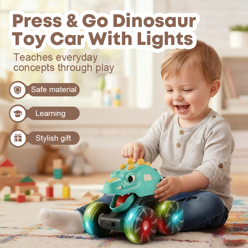 🦖Vente chaude 2025 - 50 % de réduction🚙Voiture jouet dinosaure avec lumières, appuyez et partez🎁