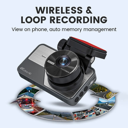 📹 Caméra Embarquée 4K Double Objectif - Vision Nocturne, Surveillance Stationnement 24/7 - Connexion WiFi, Enregistrement Haute Définition