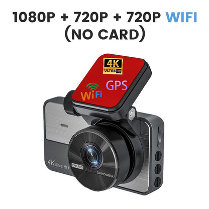 📹 Caméra Embarquée 4K Double Objectif - Vision Nocturne, Surveillance Stationnement 24/7 - Connexion WiFi, Enregistrement Haute Définition