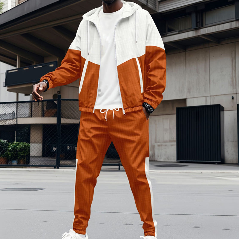 Ensemble de Sport pour Homme - Sweat à Capuche Contrasté & Pantalon de Jogging Fuselé