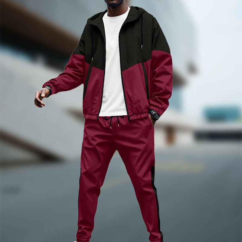 Ensemble de Sport pour Homme - Sweat à Capuche Contrasté & Pantalon de Jogging Fuselé