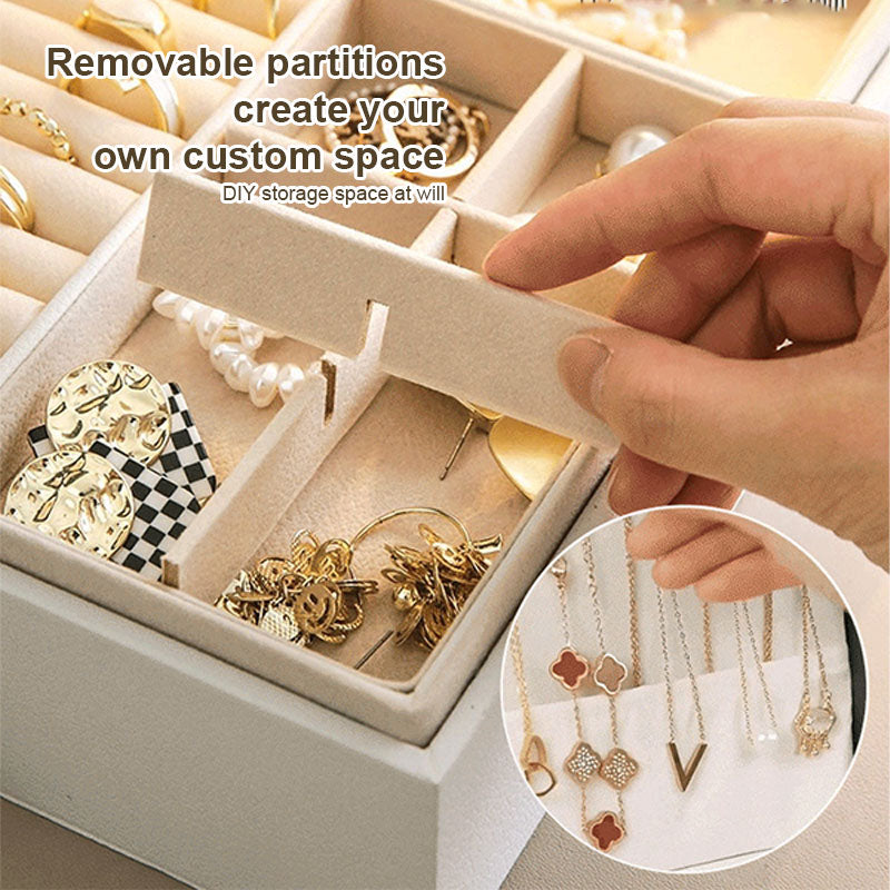 Boîte à bijoux de grande capacité en cuir PU pour boucles d’oreilles et colliers avec serrure