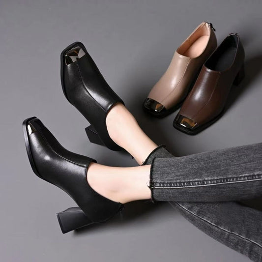 📢📢55% DE RÉDUCTION !!!✨Chaussures à talons épais et bout carré pour femmes avec fermeture à glissière