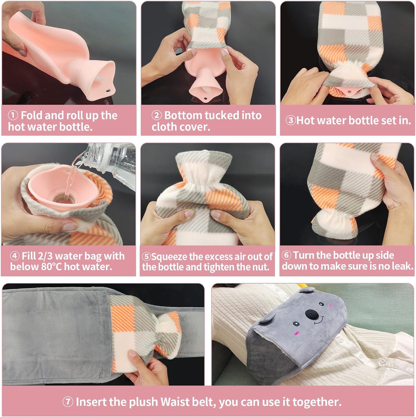 🎅 Vente de Noël - 50% de réduction 🔥 Ceinture en peluche avec bouillotte 🎁