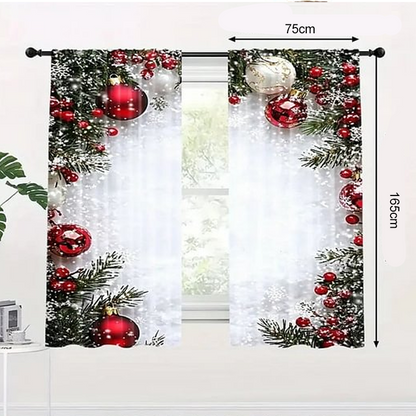 🔥50% DE RÉDUCTION !✨Lot de 2 Rideaux de Noël🎄Motifs Festifs, Installation Facile sur Tringle Standard, Entretien en Machine Simple🏠