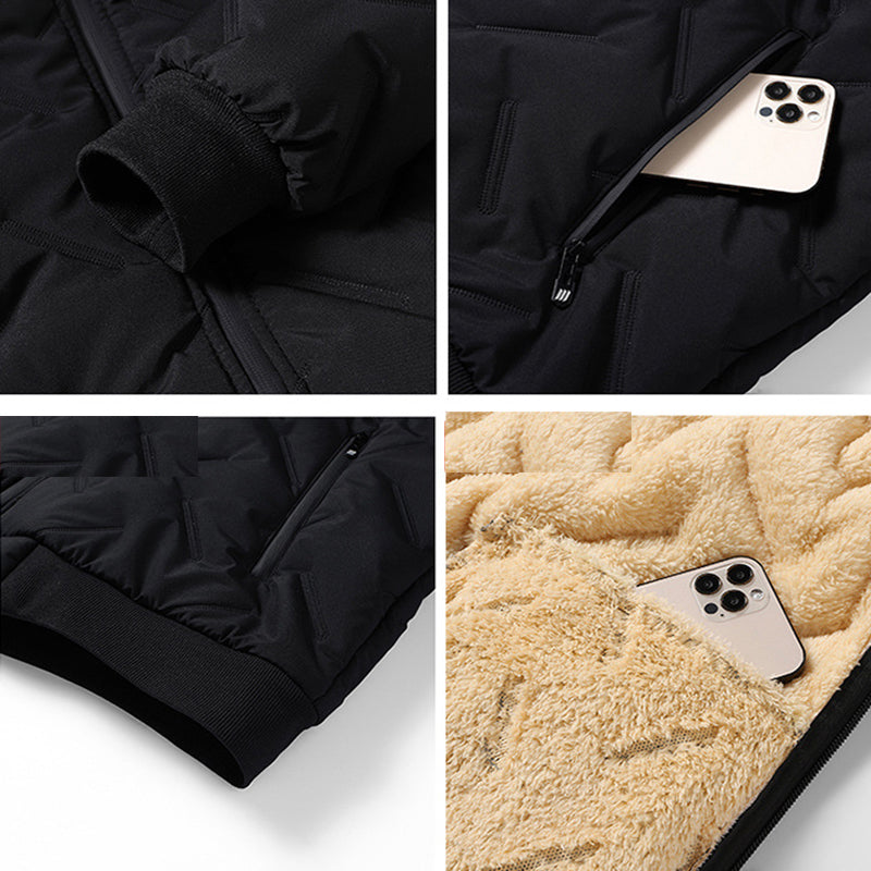 🎁Vente du dernier jour 40%OFF🔥 Veste d'hiver matelassée de men avec fausse doublure en toison