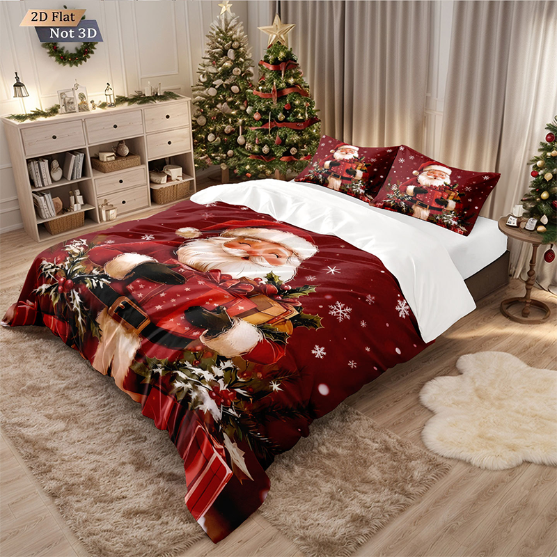 ⏳Spécial à durée limitée⏰Ensemble festif de housse de couette 3 pièces pour Noël🛏️❤️