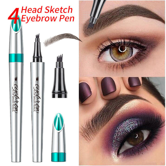 ✨ACHETEZ 1, OBTENEZ 1 GRATUIT ! Crayon à sourcils 3D 4 pointes – Effet microblading naturel, étanche 24h 💄✏️
