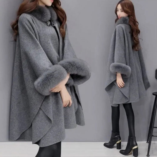 (💗Offre spéciale - 50% de réduction) Manteau à col en fourrure premium pour femmes, automne et hiver🔥Chaleureux et élégant