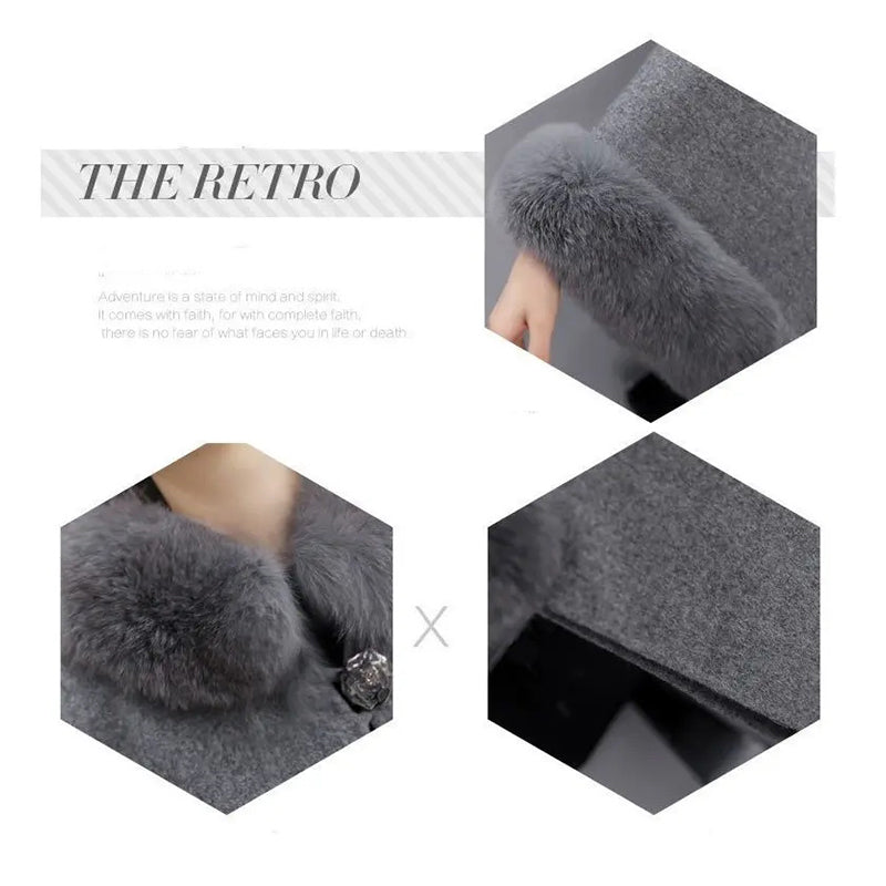 (💗Offre spéciale - 50% de réduction) Manteau à col en fourrure premium pour femmes, automne et hiver🔥Chaleureux et élégant