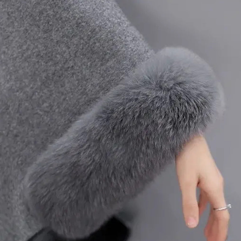 (💗Offre spéciale - 50% de réduction) Manteau à col en fourrure premium pour femmes, automne et hiver🔥Chaleureux et élégant