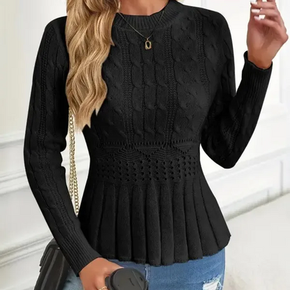 🔥 60% DE RÉDUCTION ! ✨ Pull Femme à Col Peter Pan - Maille Épaisse, Ourlet Péplum, Intemporel pour Tenues d'Automne 🧶✨