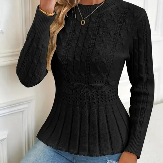 🔥 60% DE RÉDUCTION ! ✨ Pull Femme à Col Peter Pan - Maille Épaisse, Ourlet Péplum, Intemporel pour Tenues d'Automne 🧶✨