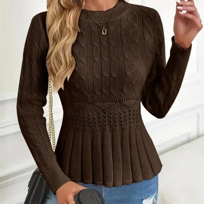🔥 60% DE RÉDUCTION ! ✨ Pull Femme à Col Peter Pan - Maille Épaisse, Ourlet Péplum, Intemporel pour Tenues d'Automne 🧶✨