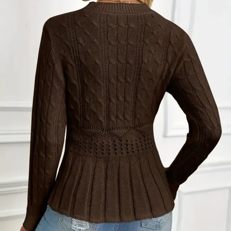 🔥 60% DE RÉDUCTION ! ✨ Pull Femme à Col Peter Pan - Maille Épaisse, Ourlet Péplum, Intemporel pour Tenues d'Automne 🧶✨