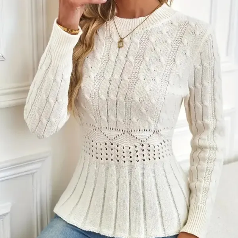 🔥 60% DE RÉDUCTION ! ✨ Pull Femme à Col Peter Pan - Maille Épaisse, Ourlet Péplum, Intemporel pour Tenues d'Automne 🧶✨