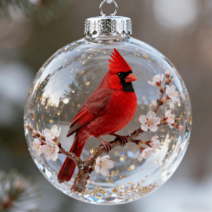 🎁 Cadeaux Priviléges de Noël🎄Ornement Sphérique à Effet Verre « Oiseaux de la Nature »