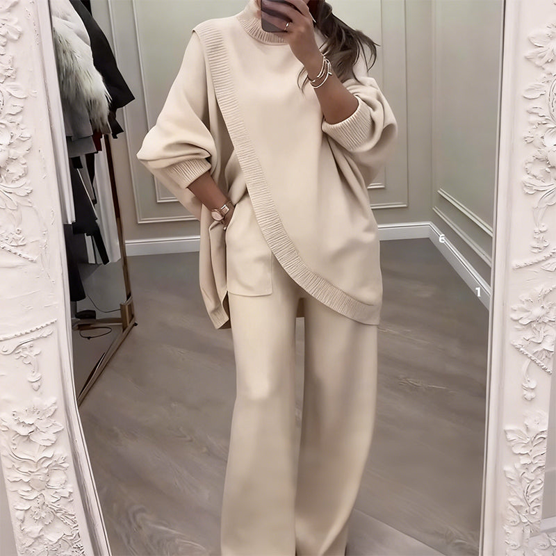 🔥 43% DE RÉDUCTION ! ✨ Ensemble Femme 2 Pièces Oversize - Pull Molletonné + Pantalon Droit, Coupe Confortable et Tendance 👚🩳
