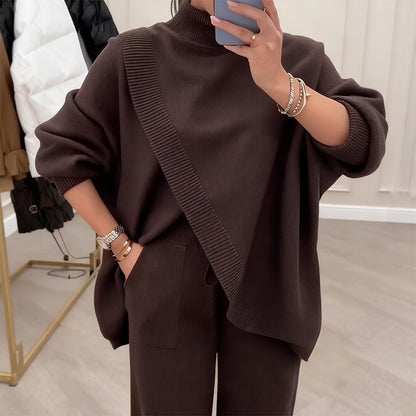 🔥 43% DE RÉDUCTION ! ✨ Ensemble Femme 2 Pièces Oversize - Pull Molletonné + Pantalon Droit, Coupe Confortable et Tendance 👚🩳