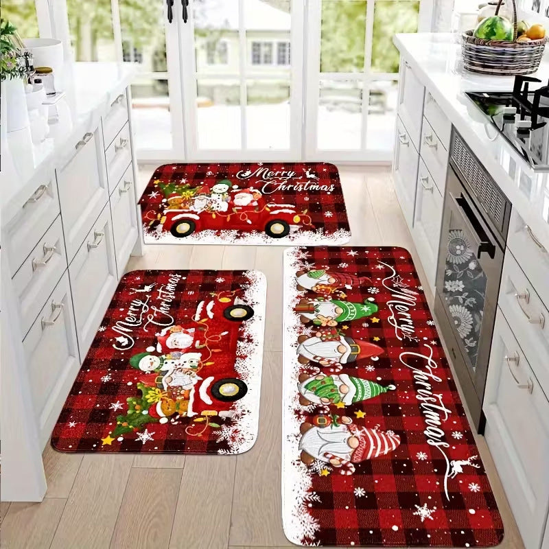 Tapis de Sol Anti-Dérapant de Noël Festif