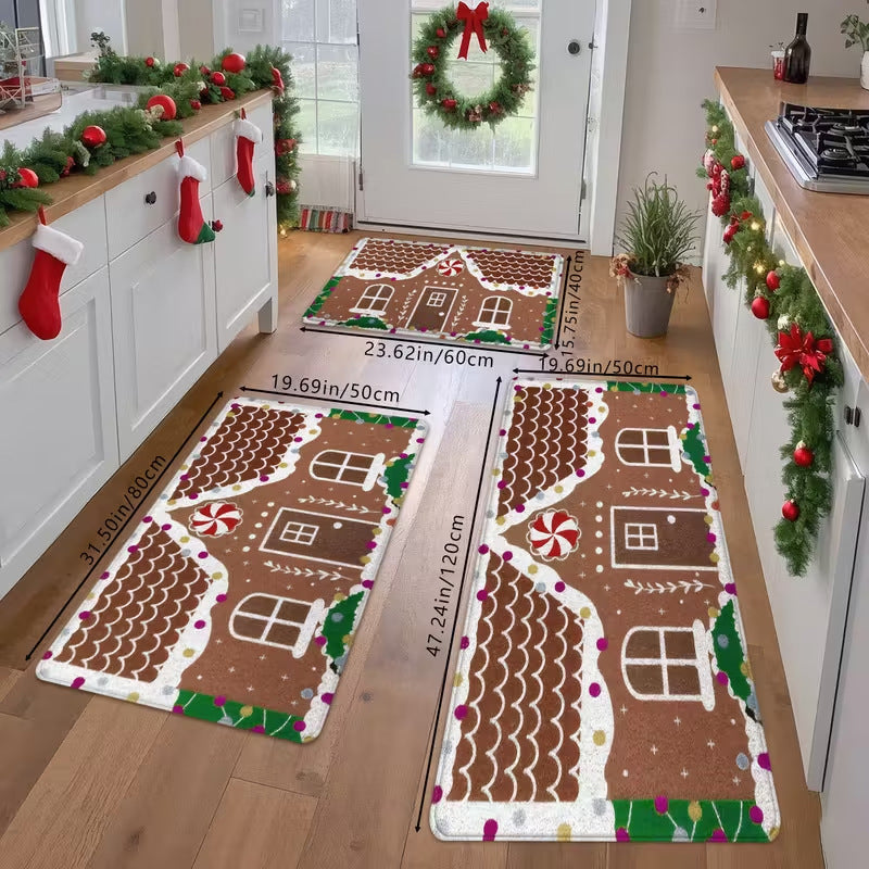 Tapis de Sol Anti-Dérapant de Noël Festif