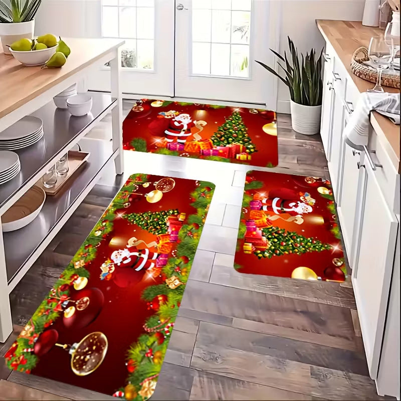 Tapis de Sol Anti-Dérapant de Noël Festif