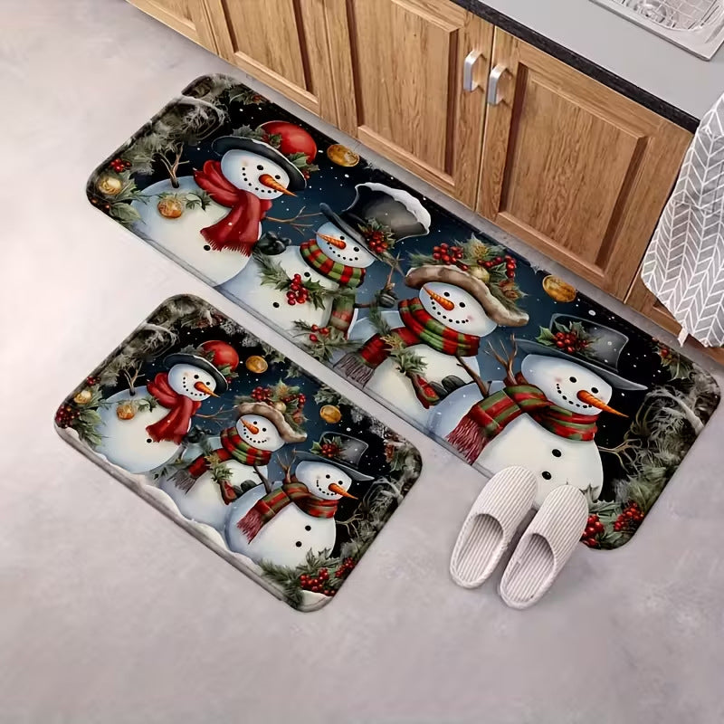 Tapis de Sol Anti-Dérapant de Noël Festif