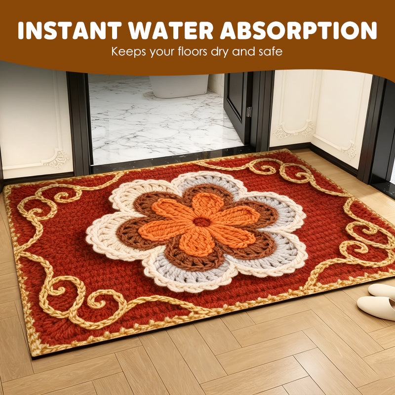 📢📢50% DE RÉDUCTION !!! ✨Tapis de sol absorbant antidérapant style fil floral 3D