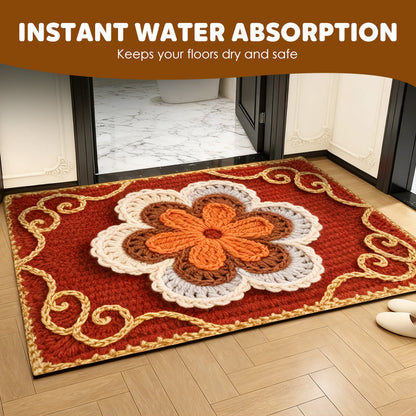 📢📢50% DE RÉDUCTION !!! ✨Tapis de sol absorbant antidérapant style fil floral 3D