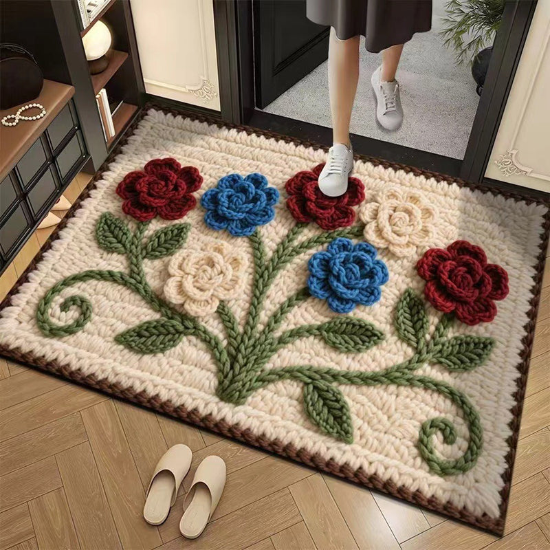 📢📢50% DE RÉDUCTION !!! ✨Tapis de sol absorbant antidérapant style fil floral 3D
