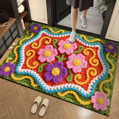📢📢50% DE RÉDUCTION !!! ✨Tapis de sol absorbant antidérapant style fil floral 3D