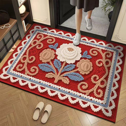 📢📢50% DE RÉDUCTION !!! ✨Tapis de sol absorbant antidérapant style fil floral 3D