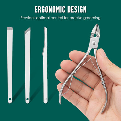 Ensemble de Manucure en Acier Inoxydable avec Étui en Cuir PU