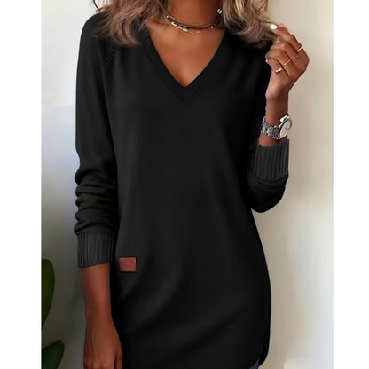 👚Haut Décontracté à Col en V et Coupe Mi-Longue pour Femme