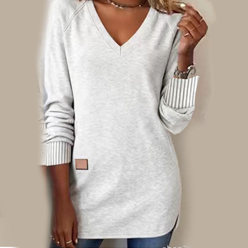 👚Haut Décontracté à Col en V et Coupe Mi-Longue pour Femme